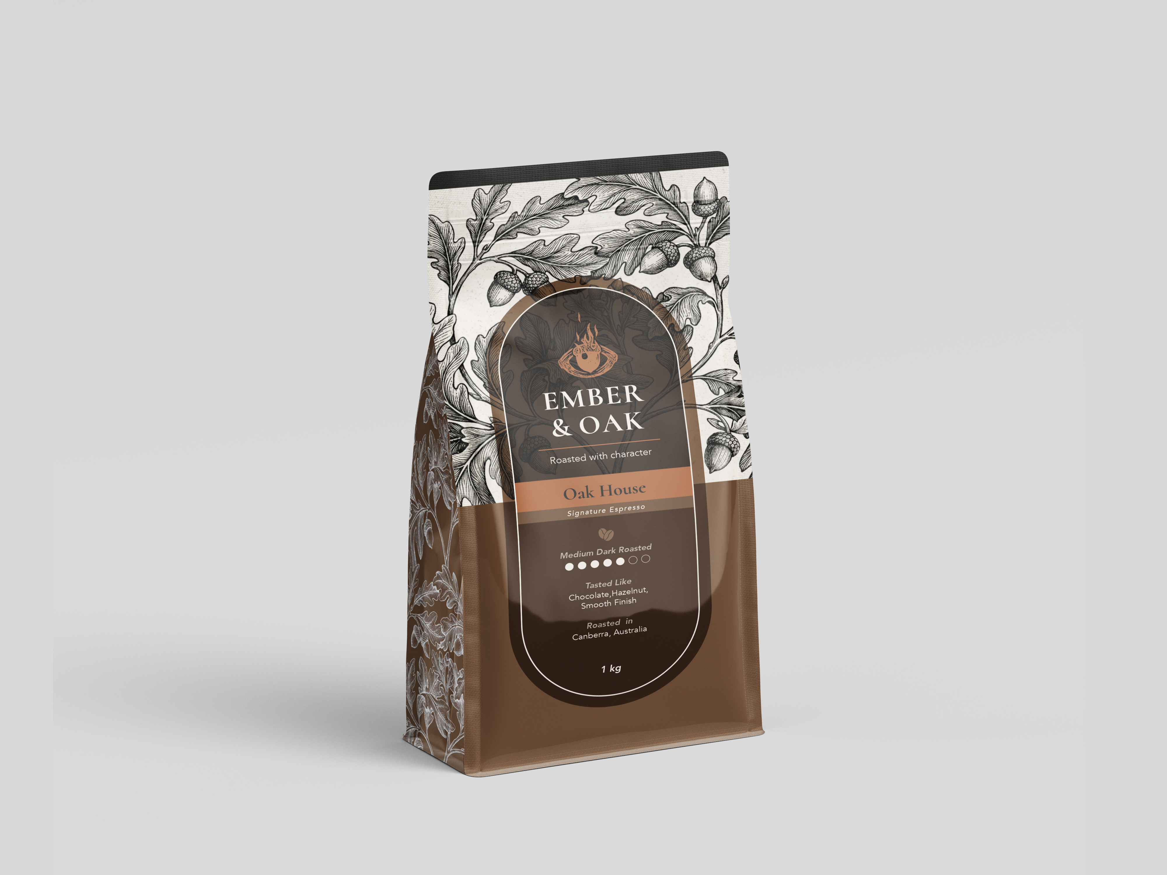 Ember and Oak coffee packaging