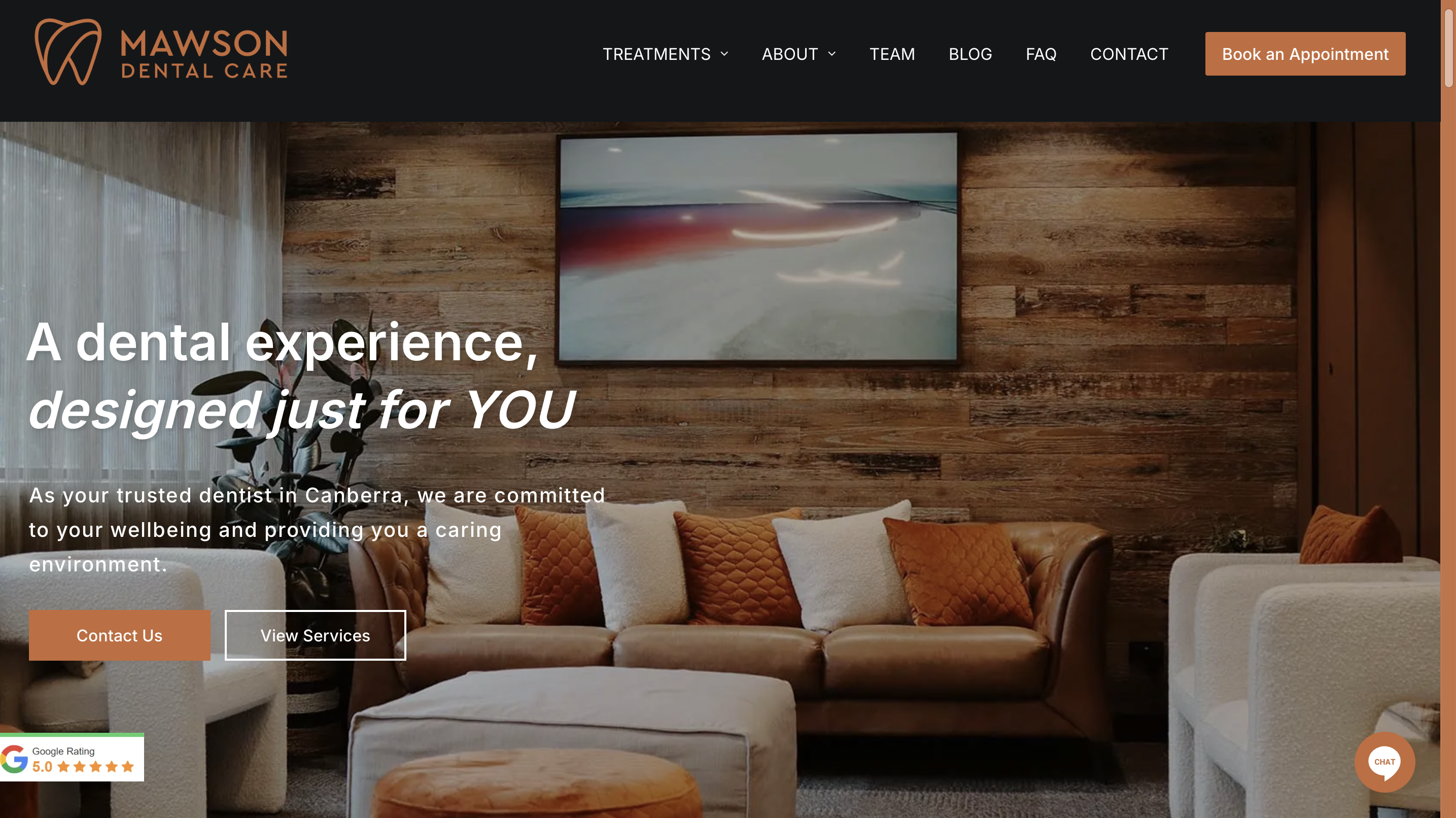 Mawson Dental Care website and Instagram profile